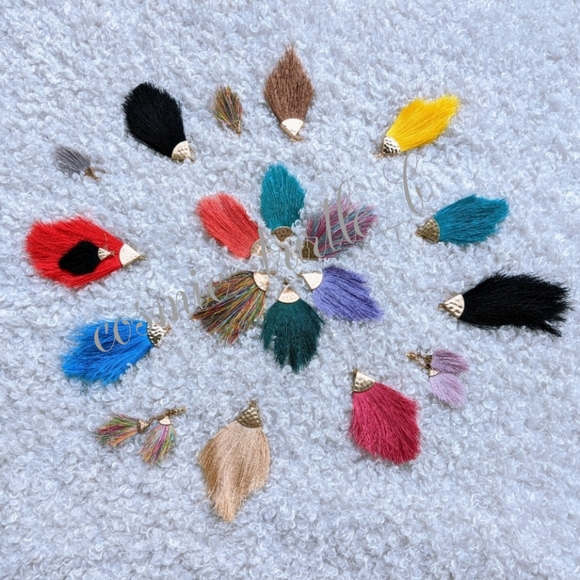 New Silky Feather Tassel Fringe drop Earrings - Picture 5 of 6